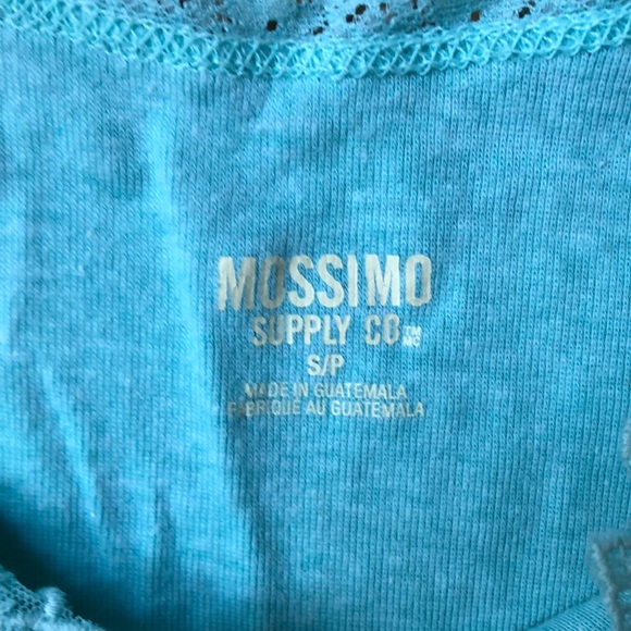 Mossimo women’s aqua teal blue tank top with lace - Picture 2 of 3